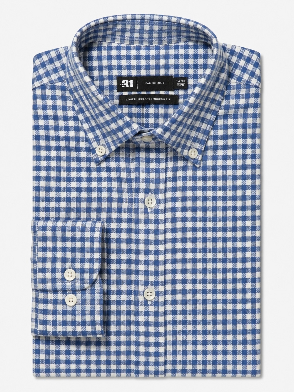Modern Fit Blue Gingham Button-Down Shirt